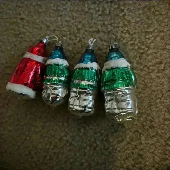 Vintage Mercury Glass Snowman And Santa Ornaments - Picture 8 of 8